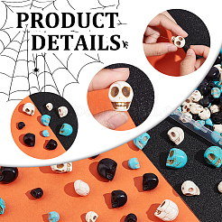 144 шт. 9 стиля синтетические бирюзовые бусины на Хэллоуин TURQ-AR0001-25