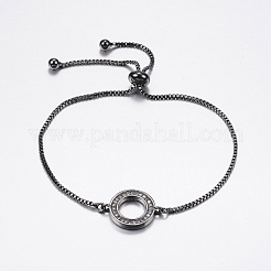 Регулируемые латунные браслеты из микропаве из циркония и боло BJEW-F302-17