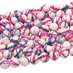 Окрашенная круглый синтетический драгоценный камень океана белого нефрита бусы пряди X-G-F085-8mm-01