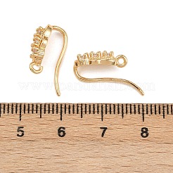 Крючки для сережек-листиков из латуни с микропаве из прозрачных кубических цирконий KK-A274-14G