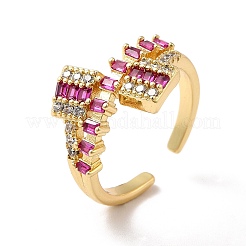 Ионное покрытие (ip) кубический цирконий прямоугольное открытое манжетное кольцо RJEW-C041-11G