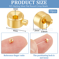 10 шт. 925 плоские круглые бусины из стерлингового серебра STER-BC0002-69G