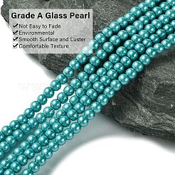 Круглые бусины из экологически чистого окрашенного стекла с жемчугом HY-A002-4mm-RB073