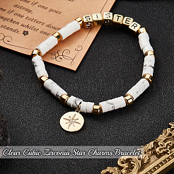 Эластичный браслет из синтетического говлита и латуни&nbsp;BJEW-OC0001-14