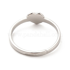 Не тускнеющее регулируемое кольцо в форме сердца из нержавеющей стали 201 для женщин RJEW-F131-06P