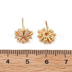 Женские серьги-гвоздики из латуни с микропаве и прозрачным кубическим цирконием EJEW-G428-26G-02