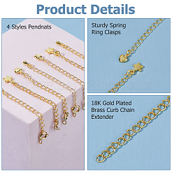 12 шт. 4 стиля латунный удлинитель цепи панцирного типа KK-HS0015-33G