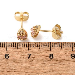 Серьги-гвоздики в форме слезы с микропаве из кубического циркония из латуни&nbsp;EJEW-K267-40G
