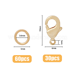 30 шт. латунные защелки-лобстеры и 60 шт. открытых колец для прыжков KK-HY0002-77