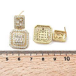 Серьги-гвоздики с цирконом из латуни&nbsp;EJEW-G450-01G