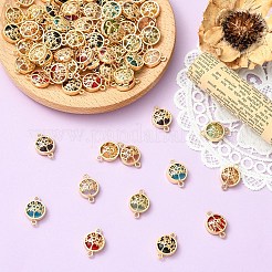 40 шт. 8-цветные стеклянные плоские круглые подвески-фигурки с подвесками в виде дерева жизни&nbsp;GLAA-YW0005-51