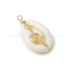 2 шт. 2 цвета натуральные раковины каури вихревые медные проволочные подвески PALLOY-JF03319