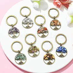 Подвеска-брелок из сплава и натуральных смешанных драгоценных камней в тибетском стиле KEYC-JKC00646-02