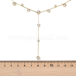 304 нержавеющая сталь pave прозрачный кубический цирконий плоская круглая цепочка y ожерелья NJEW-Z088-01G