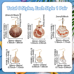 6 пара сережек-ракушек из нержавеющей стали 304 EJEW-UN00017