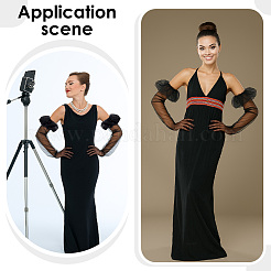 1 пара длинных кружевных перчаток из полиэстера для свадебного торжества невесты&nbsp;AJEW-ME0001-79A