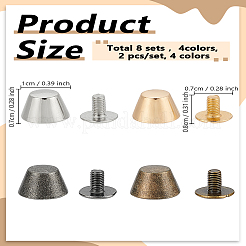 8 комплект заклепок из цинкового сплава 4 цветов&nbsp;PURS-LP0001-12