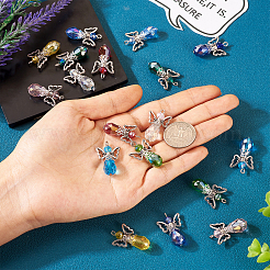 18шт 9 цветные гальванические прозрачные стеклянные подвески&nbsp;PALLOY-TAC0046