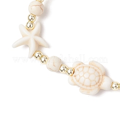 2шт. браслеты из синтетических бирюзовых бусин в виде черепахи и морской звезды для мужчин и женщин&nbsp;BJEW-JE12047