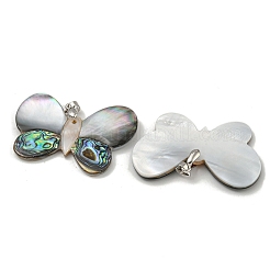 Покрытие стойки латунь паве натуральные ракушки пауа и подвески из белых ракушек&nbsp;KK-U025-12P-10