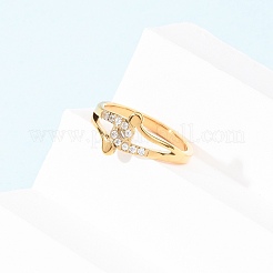 Женские кольца из нержавеющей стали 304 с прозрачным кубическим цирконием&nbsp;RJEW-Z115-01G