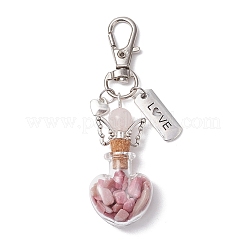 Натуральный аквамарин и родонитовый осколок внутри ангела HJEW-JM02411