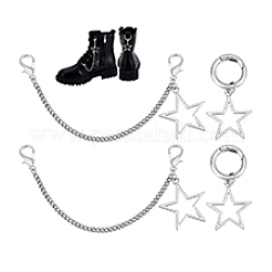 2 шт. цепочка для ремня безопасности из нержавеющей стали с подвесками в виде звезд из сплава AJEW-PH0006-35