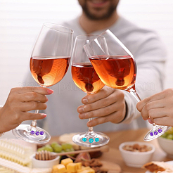 24 шт. 24-х цветные круглые стеклянные подвески для бокалов вина&nbsp;AJEW-SC00052