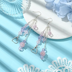 Серьги-подвески в форме сердечек из латуни EJEW-FS00042