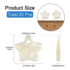 20 шт. подвески-звезды из натуральной пресноводной ракушки&nbsp;SHEL-YW0001-14