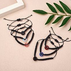 Браслет из плетеных бусин из синтетического голубого золота с пончиками&nbsp;BJEW-SW00047-12