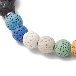 Браслеты из круглых бусин из натуральной лавы для мужчин и женщин&nbsp;BJEW-JB11748