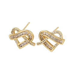 Серьги-гвоздики из латуни с микропаве из кубического циркония для женщин&nbsp;EJEW-K312-01G