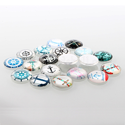 Шлем и якорные напечатаны стеклянные кабошоны GGLA-A002-12mm-WW