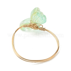 4 шт. 4-х цветные стеклянные кольца-бабочки RJEW-JR00826-01