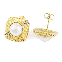 Серьги-гвоздики из нержавеющей стали 304 с ионным покрытием (IP) со стразами EJEW-A049-15G