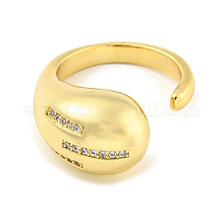 Открытая манжета из латуни с микропаве из прозрачного кубического циркония для женщин&nbsp;LS-RJEW-M173-02B-G