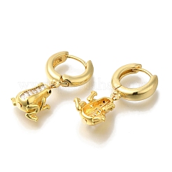 Стойка гальванопокрытие кованая латунь микропаве кубический цирконий серьги-кольца EJEW-H016-36G