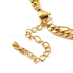 Ионное покрытие (ip) 304 нержавеющая сталь цепочка многорядный браслет с сердцем и клевером BJEW-P272-03G