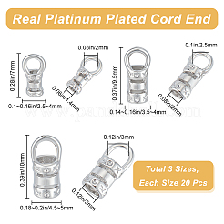 60шт 3 стильный латунный конец шнура FIND-BBC0003-04P
