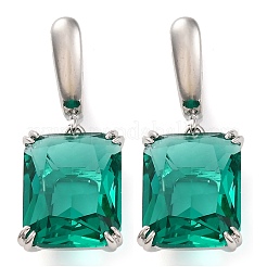 Прямоугольные серьги-кольца с паве из кубического циркония из латуни для женщин EJEW-I304-28P