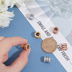 6 шт. 3-х цветные текстурированные бусины из нержавеющей стали STAS-UN0020-81