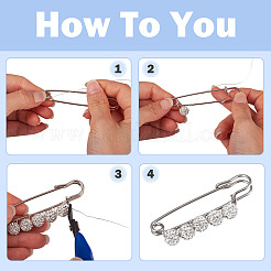 8 шт. 4 стиля железных булавок со стразами&nbsp;FIND-TA0008-81