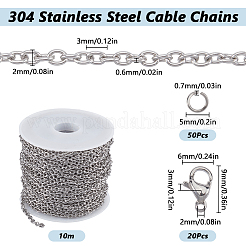 Наборы для изготовления ожерелий из цепочек из нержавеющей стали 304&nbsp;FIND-SC0012-52P
