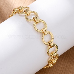 Латунные кольца звенья цепи браслеты для женщин мужчин BJEW-K273-16G