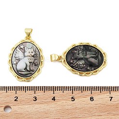 Подвески в виде кошки из натуральной черной ракушки&nbsp;KK-S506-04A-G