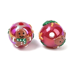 Рождественское УФ-покрытие непрозрачные акриловые бусины&nbsp;OACR-H057-01