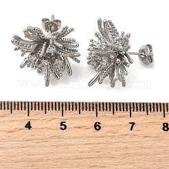 Серьги-гвоздики из латуни с микро-паве и прозрачным фианитом&nbsp;EJEW-H171-01A-P