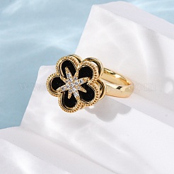 Вращающиеся кольца для пальцев с микропаве из кубического циркония из латуни RJEW-S636-03G