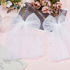2шт. полиэстеровая сетчатая свадебная фата с бантом&nbsp;AJEW-SP0003-19